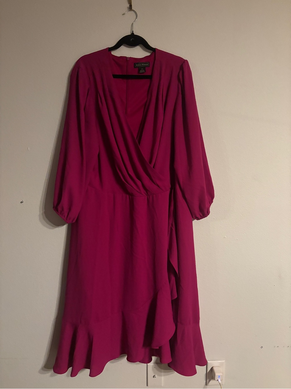 Jessica Howard Fuchsia Wrap-Style Midi Dress